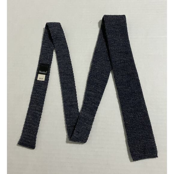 Vintage Mens Wembley Skinny Neck Tie Square End Wool Mohair Blue Heather HTF - Picture 1 of 7